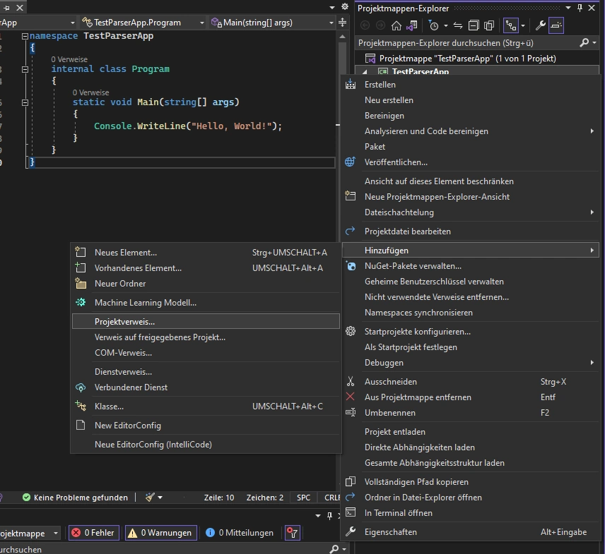 Add reference in Visual Studio